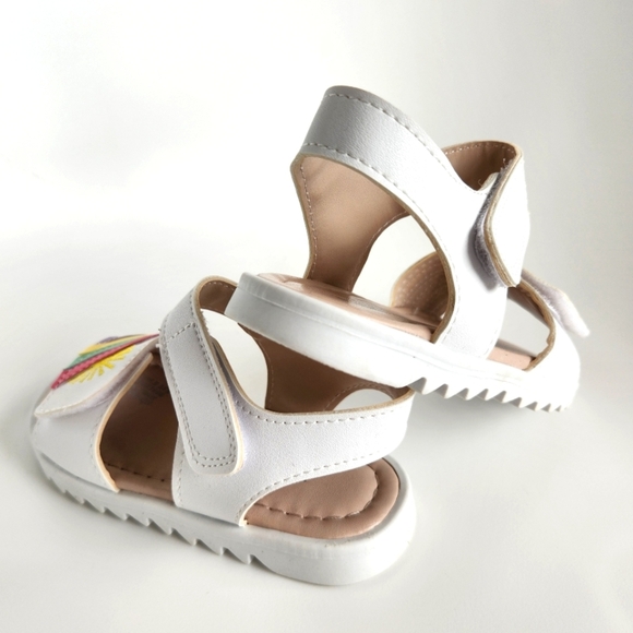 3T Size EU:24/US:8 Toddler Girls Summer White Sandals with Rainbow Embroidery - Picture 7 of 12